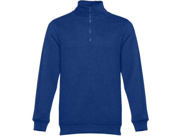 Sudadera Budapest unisex con cremallera y cinturilla canalé Azul royal detalle 14