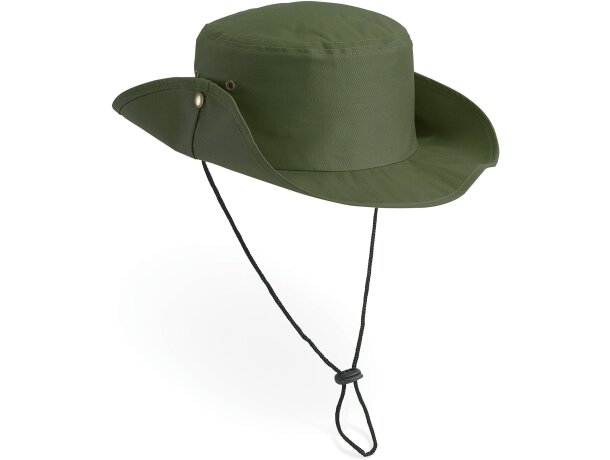 Sombrero de poliester con cordón ajustable en dos colores personalizado verde Sombrero de poliester con cordón ajustable en dos colores personalizado verde