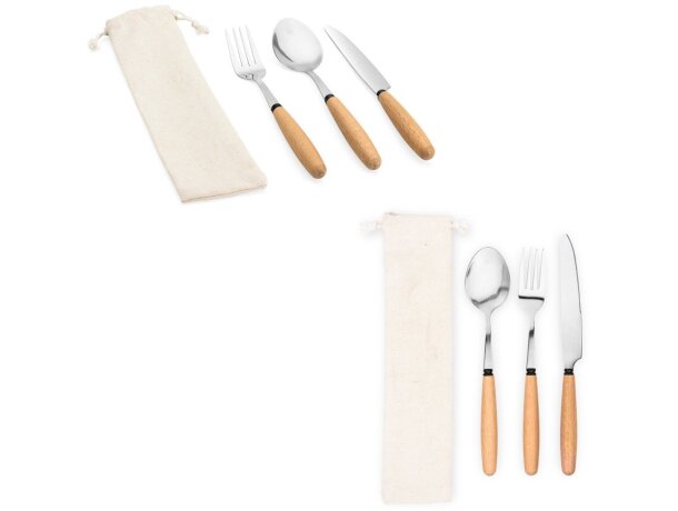 Juego cubiertos Boulud en acero inoxidable y madera de acacia detalle 1