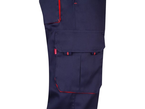 Pantalón de sarga multibolsillos bicolor VL Hypnos Azul marino/Rojo detalle 43