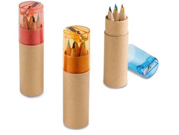 Caja con sacapuntas y 6 lápices