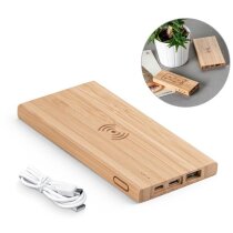 Batería externa Fitch bambú con carga inalámbrica Qi 5000 mAh