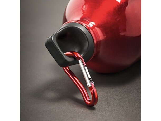 Botella deportiva de aluminio con mosquetón