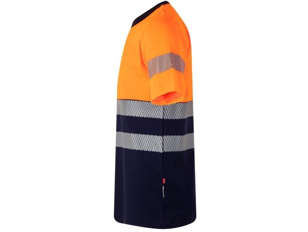 Camiseta de piqué bicolor Bastet de alta visibilidad Azul marino/Naranja detalle 3