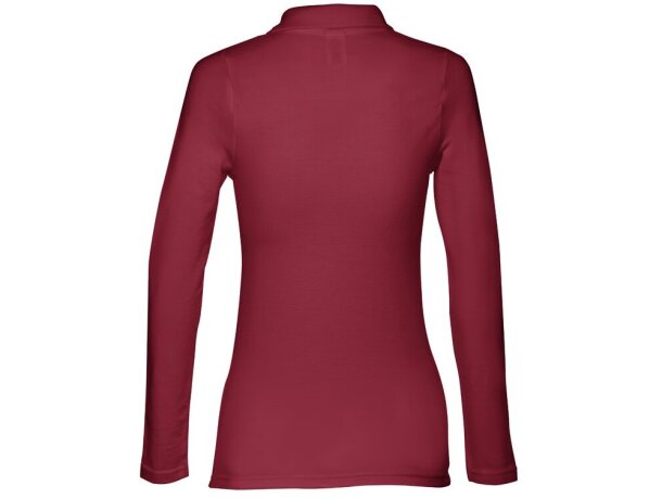 Polo manga larga mujer Bern Women II en algodón 210 g/m² Burdeos detalle 4