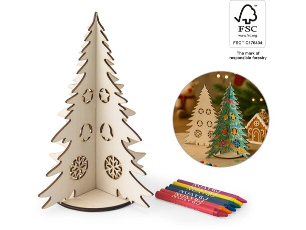 Árbol de Navidad Pinery de madera FSC plegable para colorear detalle 1