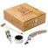 Set de vino con 4 accesorios en estuche de madera natural personalizado