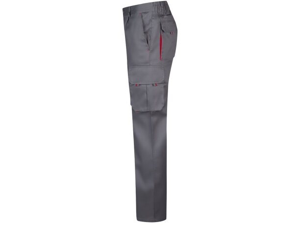 Pantalón de sarga multibolsillos bicolor VL Hypnos Gris/Rojo detalle 17