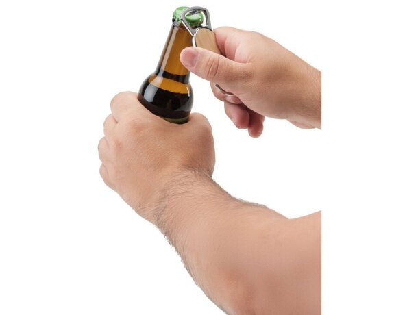 Llavero abrebotellas meeko de hierro y bambú natural Natural detalle 5