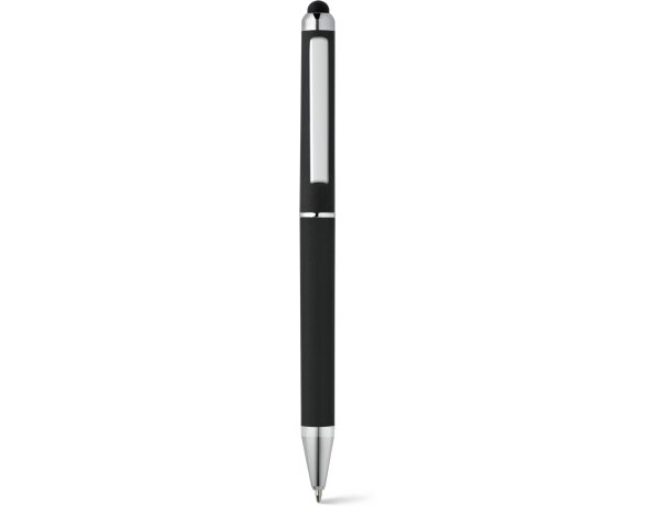 Bolígrafo tinta negra con puntero en goma barato negro