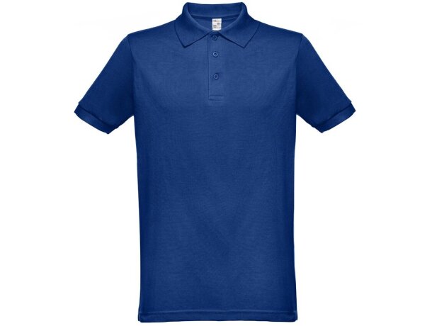 Polo berlin piqué de hombre con cuello y mangas en canalé Azul royal detalle 14