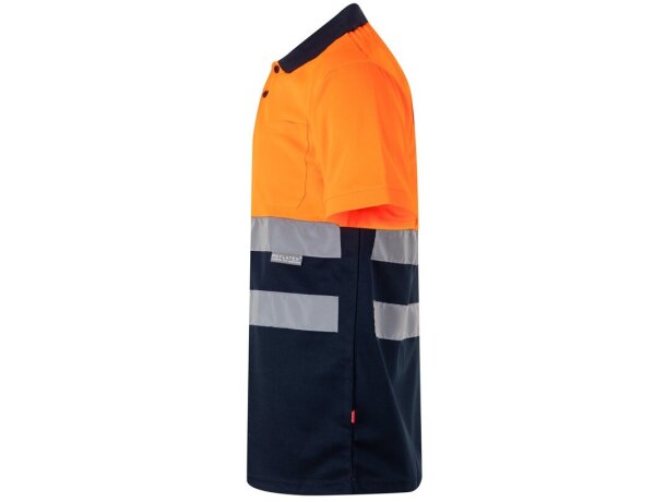 Polo bicolor alta visibilidad Cupid manga corta reflectante Azul marino/Naranja detalle 17