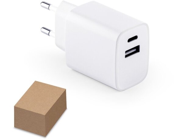 Adaptador de corriente Wegener con usb-a 18w y usb-c 20w detalle 1