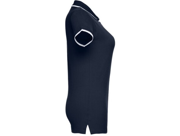 Polo slim fit Rome women bicolor algodón 210 g/m² manga corta Azul marino detalle 7