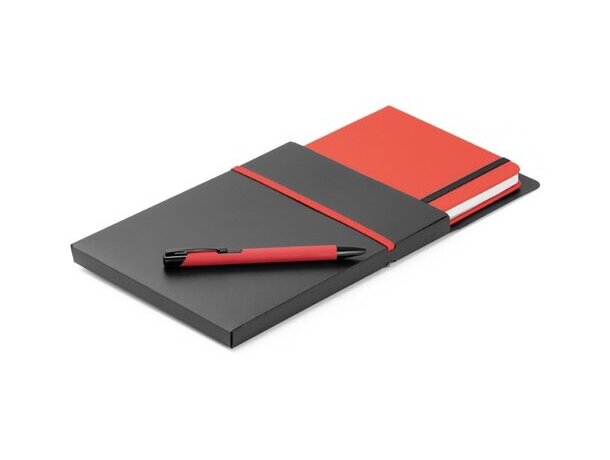 Set de bolígrafo y bloc de notas. rojo