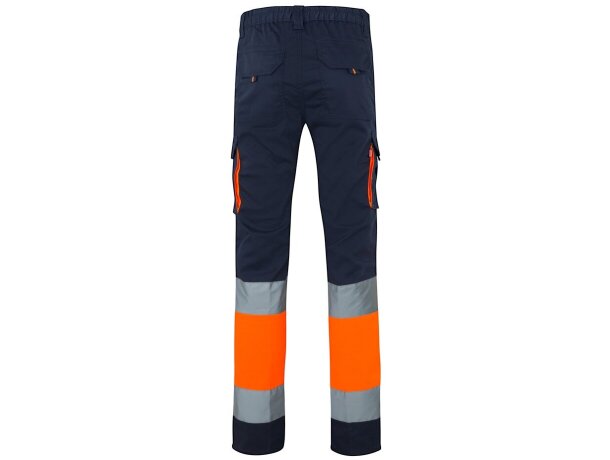 Pantalón elástico multibolsillos bicolor VL Zeus Azul marino/Naranja detalle 3