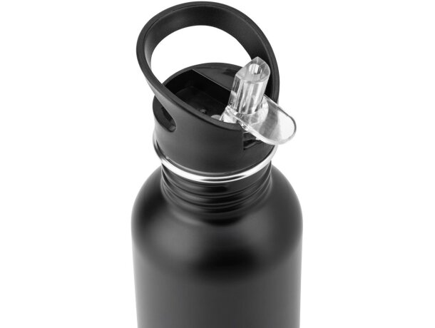 Botella edberg de acero inoxidable con asa y pajita interna Negro detalle 5