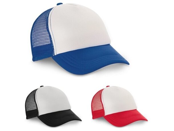 Gorra de rejilla con frontal blanco economica