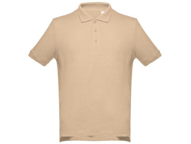 Polo Adam de algodón piqué cardado con cuello canalé Marrón claro detalle 65