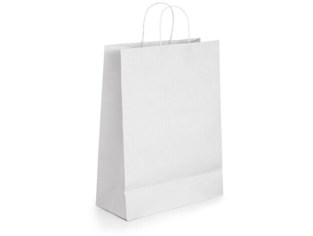 Bolsa Citadel blanca de papel 18x24x8 cm con asa rizada detalle 2