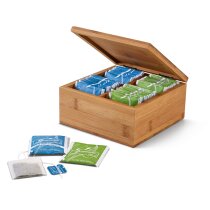 Caja té Arnica bambú con logo 40 dosis cierre magnético natural