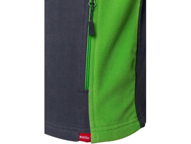 Chaqueta polar bicolor Geras con cinco bolsillos y cremallera Gris/Verde detalle 4