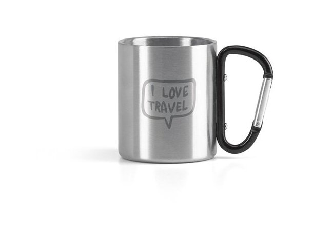 Taza térmica Wings acero inoxidable mosquetón 230 ml negra Negro detalle 3