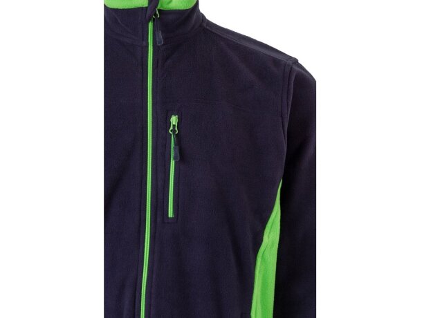 Chaqueta polar bicolor Geras con cinco bolsillos y cremallera Azul marino/Verde detalle 17