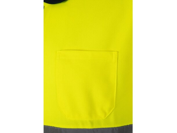 Polo fortuna alta visibilidad con bandas reflectantes Azul marino/Amarillo detalle 11