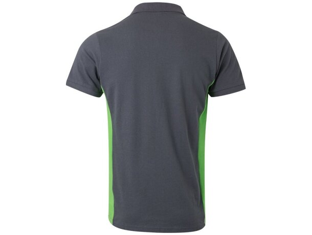 Polo piqué bicolor Supay manga corta con cuello en canalé Gris/Verde detalle 2