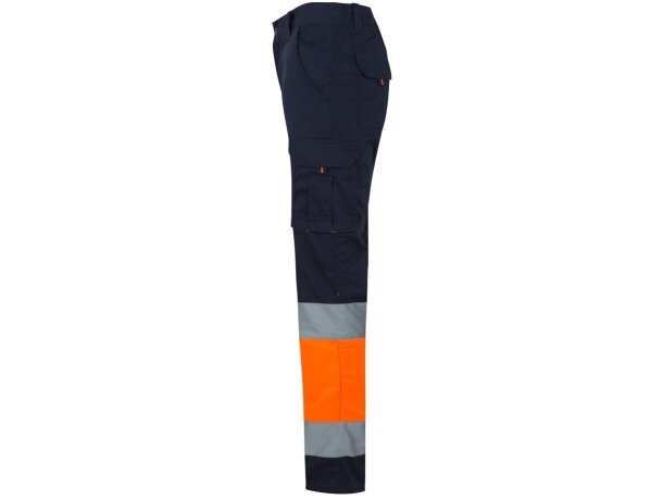 Pantalón elástico multibolsillos bicolor VL Zeus Azul marino/Naranja detalle 4