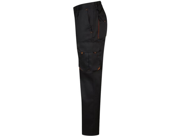 Pantalón de sarga multibolsillos bicolor VL Hypnos Negro/Naranja detalle 65