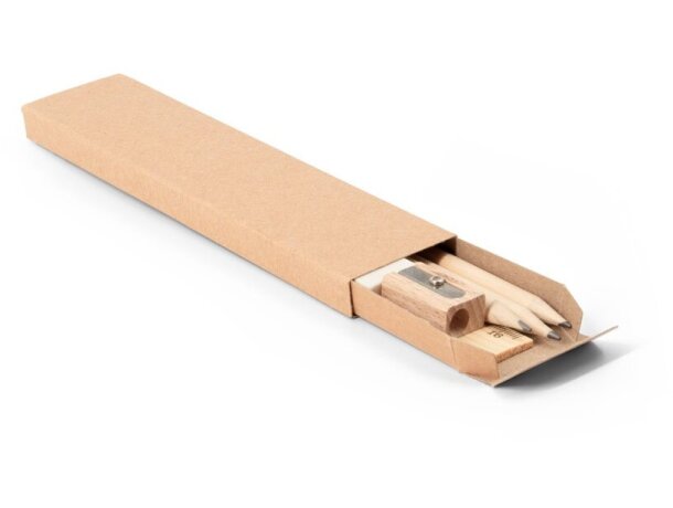 Juego de escritura Geoffrey en madera natural con caja kraft Natural detalle 5