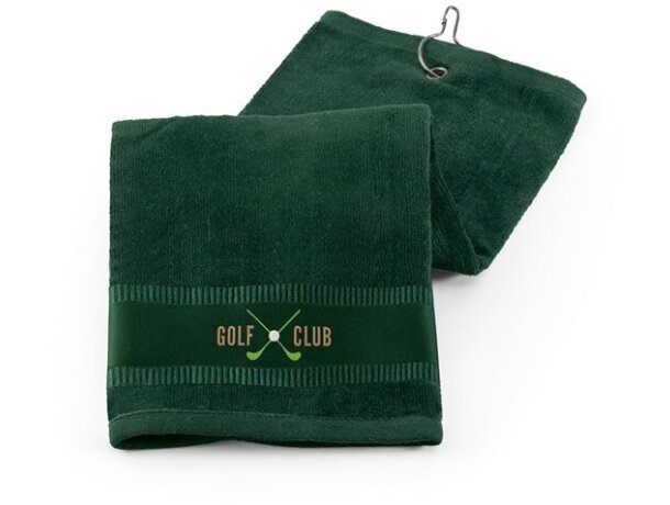 Toalla de golf con gancho en algodón 400 gr verde oscuro