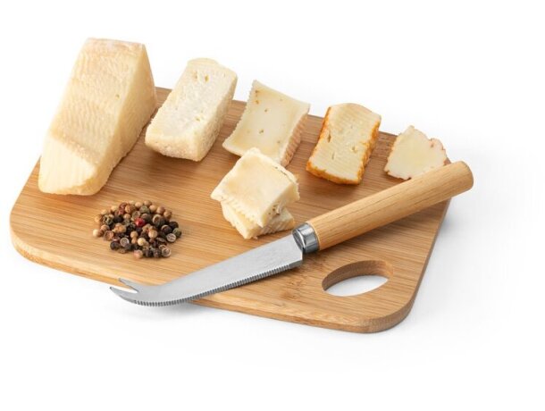 Tabla Cappero de quesos y juego de cuchillos natural