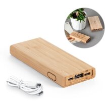 Powerbank de bambú Kohn 5000 mAh con puerto USB y tipo C