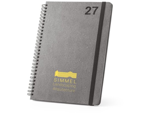 Agenda simmel b5 con anillas de cuero reciclado y elástico Negro detalle 9
