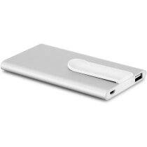 Batería portátil de 4000 mAh con clip personalizada cromado satinado Batería portátil de 4000 mAh con clip personalizada cromado satinado