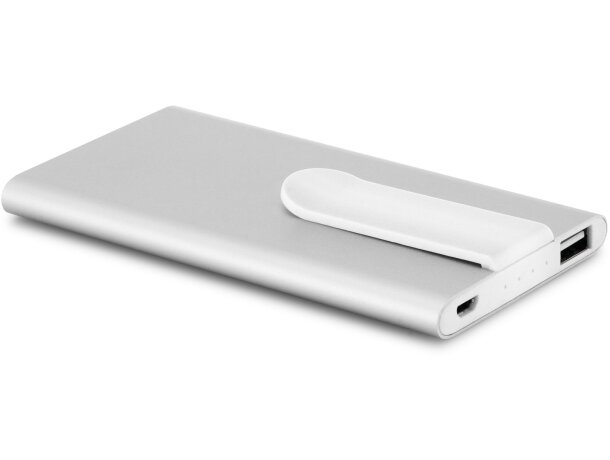 Batería portátil de 4000 mAh con clip cromado satinado Batería portátil de 4000 mAh con clip cromado satinado