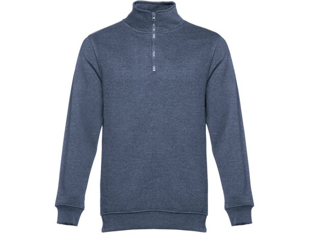 Sudadera Budapest unisex con cremallera y cinturilla canalé Azul matizado detalle 2