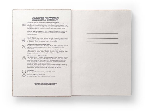 Libretas ecológicas con tapa dura hechas de residuos de hojas de té Natural detalle 9