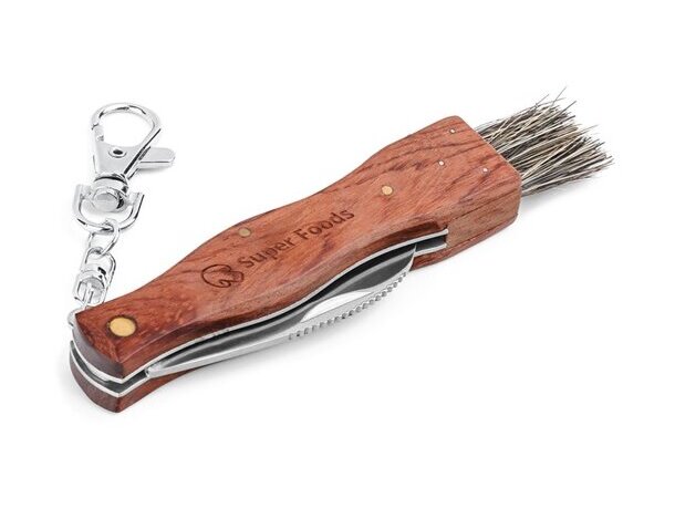 Navaja Gunter de bolsillo de acero inoxidable y madera natural