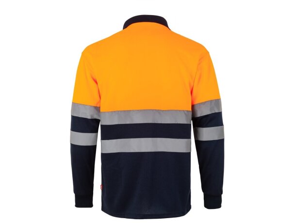 Polo bicolor alta visibilidad VL Vulcan manga larga Azul marino/Naranja detalle 21