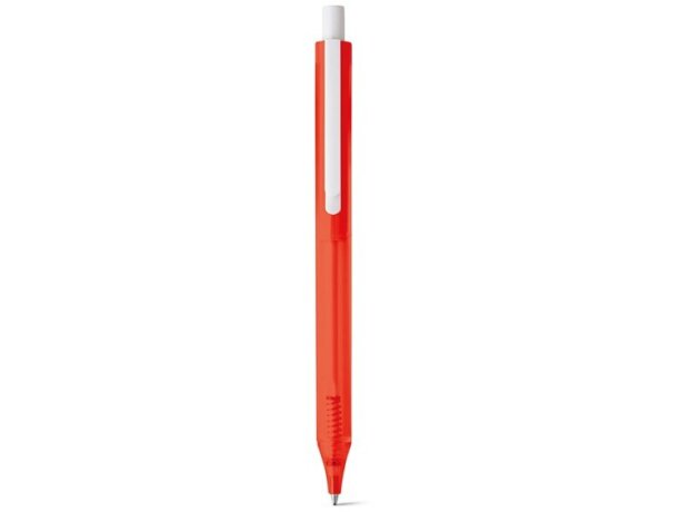Bolígrafo Mila sencillo a color con clip blanco rojo