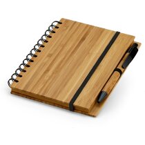 Libreta con tapas y bolígrafo de bambú grabada natural Libreta con tapas y bolígrafo de bambú grabada natural