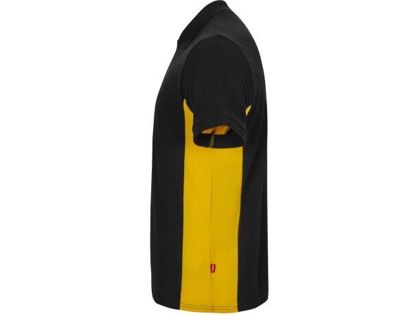 Polo piqué bicolor Supay manga corta con cuello en canalé Negro/Amarillo detalle 31