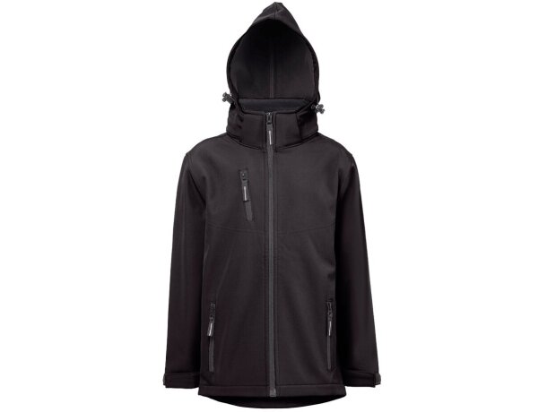 Chaqueta softshell infantil Zagreb Kids con capucha desmontable Negro detalle 20