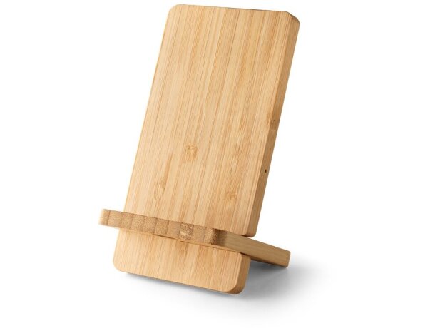 Cargador inalámbrico Lange bambú natural 10W soporte móvil Natural detalle 7