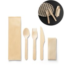 Cubertería madera natural tenedor cuchillo cuchara