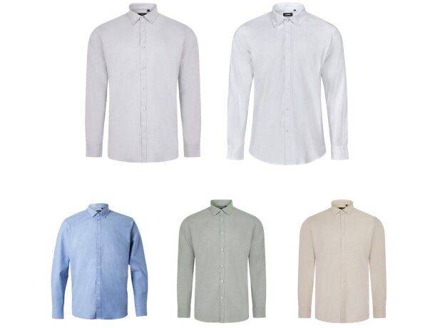 Camisa Oxford Prithvi elástica manga larga para profesionales detalle 1